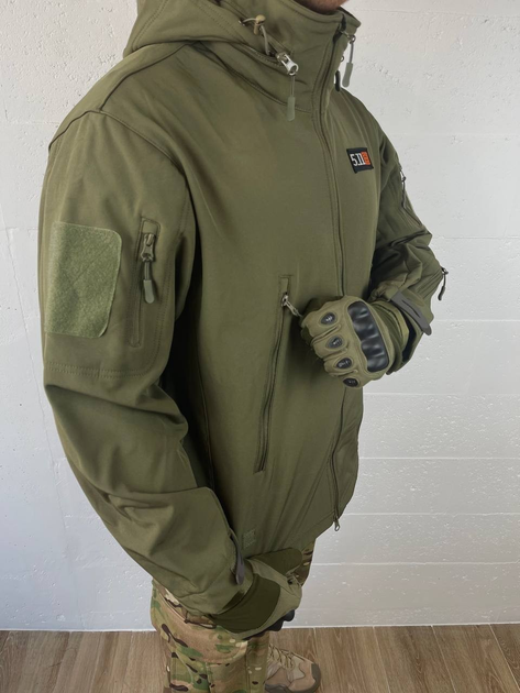 Демисезонная хаки мужская флисовая куртка размерXL - изображение 2