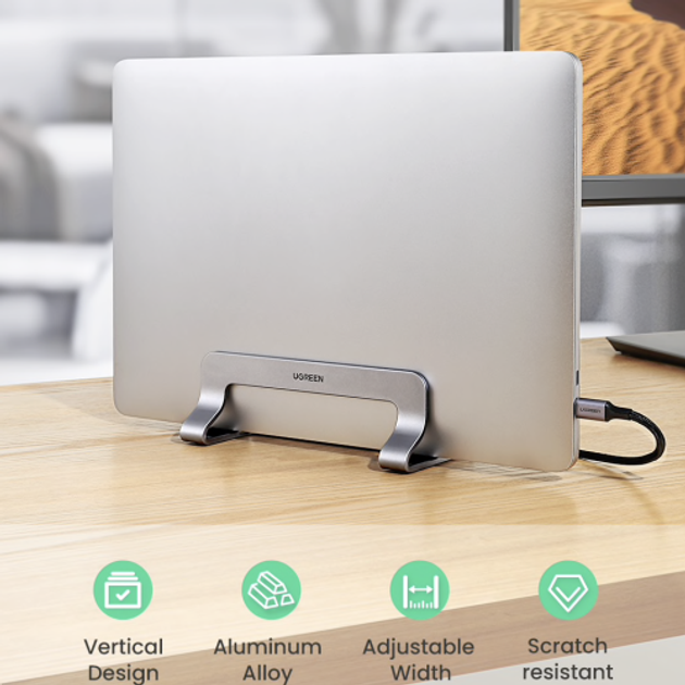 Вертикальная подставка для ноутбука Ugreen Vertical Laptop Stand Silver ...