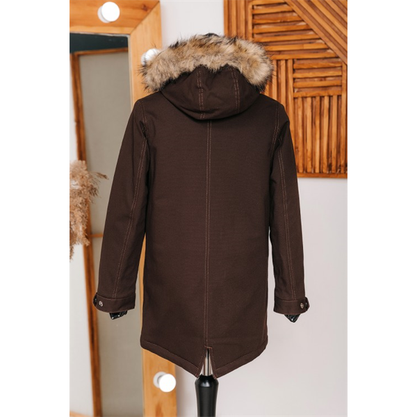 Підліткова зимова куртка парку корчневая West-Fashion М-107 42/164 - Фото 2 Підліткова зимова куртка парку корчневая West-Fashion М-107 42/164 - зображення 2