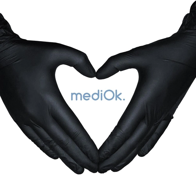 Перчатки нітрилові MediOk Nitrile (100 шт./50 пар), чорні, розмір M - зображення 2