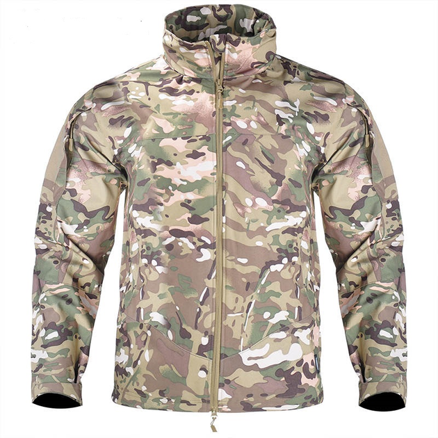 Тактическая куртка Soft Shell Multicam софтшел, армейская, мембранная, флисовая, демисезонная, военная, ветронепроницаемая куртка без капюшона р.2XL - зображення 1