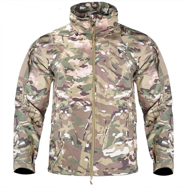 Тактическая куртка Soft Shell Multicam софтшел, армейская, мембранная, флисовая, демисезонная, военная, ветронепроницаемая куртка без капюшона р.L - изображение 1