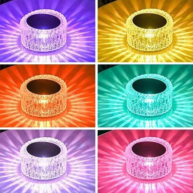 Настольная лампа LED RGB хрустальная Роза Кристалл crystal rose на аккумуляторе с сенсорным управлением на пульте управления Проектор романтический 16 цветов - изображение 2