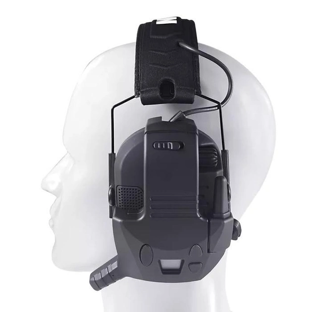 Активні стрілецькі навушники Tactical Force Slim Black + Гарнітура Walkie Talkie (12598wt) - зображення 1