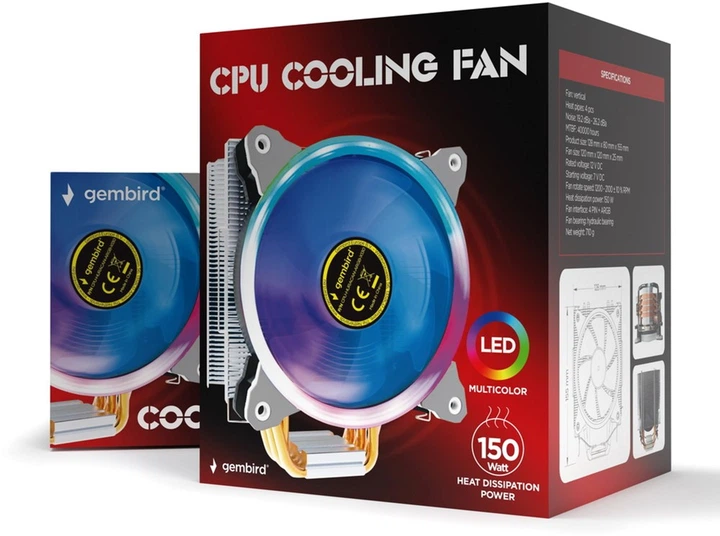 Chłodzenie Gembird TDP 150 W (CPU-HURACAN-ARGB-X130) - obraz 6