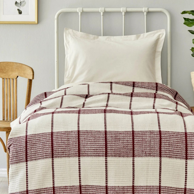 Плед-накидка вафельный Karaca Home Carmen Throw bordo бордовый 130х170 ...