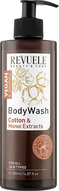 Акція на Гель для душу Revuele Vegan & Balance Cotton Oil & Monoi Extract Body Wash Бавовняна олія та екстракт моною 400 мл від Rozetka