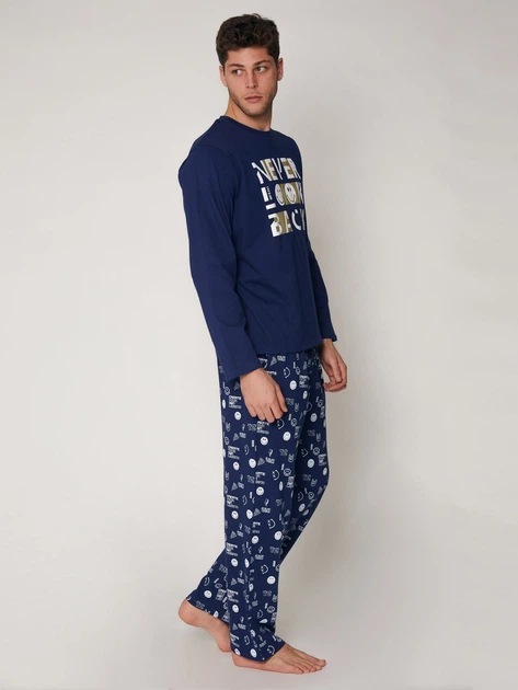 Piżama męska z długimi spodniami i długim rękawem Admas Smiley World 55673 L Granatowa (8433623526978) - Zdjęcie 2 Piżama męska z długimi spodniami i długim rękawem Admas Smiley World 55673 L Granatowa (8433623526978) - obraz 2