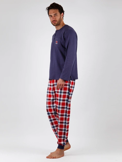 Piżama męska z długimi spodniami i długim rękawem Admas 56567 L Granatowa (8433623609770) - obraz 4