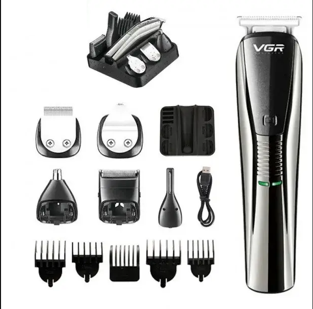 Аккумуляторный триммер для для стрижки волос 6 в 1 VGR V-029 silver - изображение 2