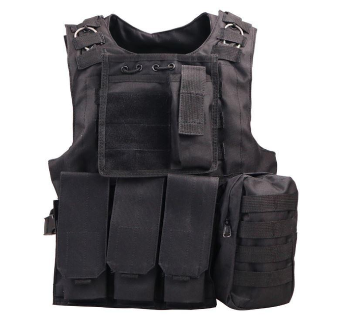 Жилет тактичний військовий Tactical Vest A56 плитоноска / розвантаження Molle чорний - зображення 1