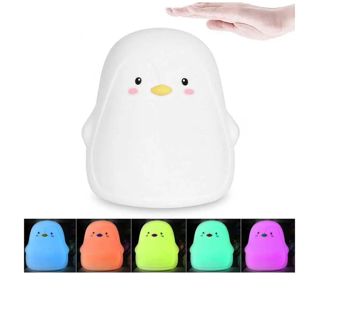 Ночник-игрушка силиконовый детский Пингвин Led c USB зарядкой (4901 ...