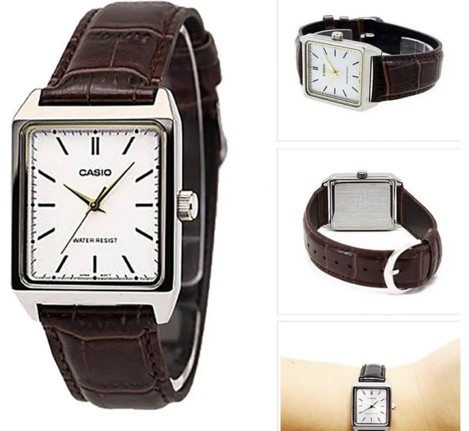 Женские часы Casio LTP-V007L-7E2 Коричневые с бело-серебристым - изображение 2