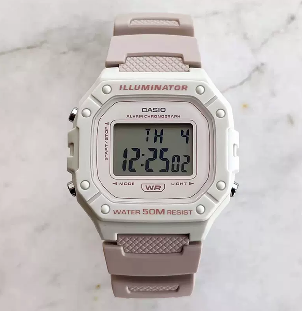 Женские наручные часы Casio W-218HC-4A2 Белый\Кремовый ремень 12/24 ч - изображение 2
