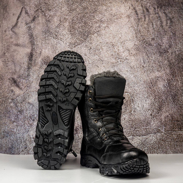 Зимние тактические берцы Nato Черные, Ботинки из натуральной кожи. 44 - изображение 1