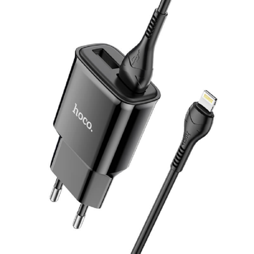 Адаптер HOCO мережевий Lightning C88A 2USB 2.4A black - Фото 1 Адаптер HOCO мережевий Lightning C88A 2USB 2.4A black - зображення 1