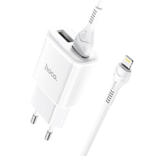 Адаптер HOCO сетевой Lightning C88A 2USB 2.4A white - Фото 2 Адаптер HOCO сетевой Lightning C88A 2USB 2.4A white - изображение 2