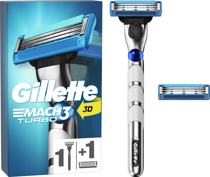 Станок для бритья мужской Gillette Mach3 Turbo c 2 сменными картриджами ...