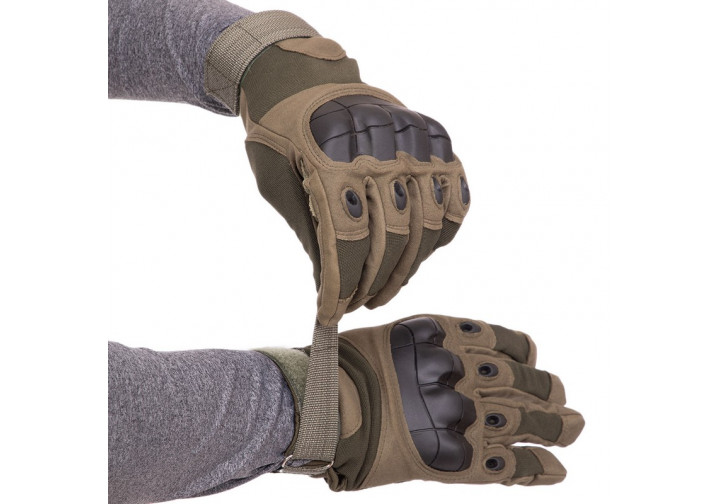 Тактичні рукавиці Military Gloves олива розмір XL (повнопалі воєнні з закритими пальцями осінь-зима для воєнних ЗСУ) US-GO47 - зображення 2