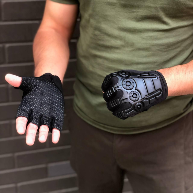 Тактические перчатки RUIN HAWK беспалые черные - изображение 2