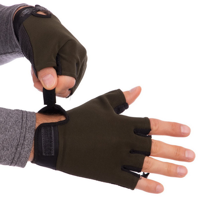 Тактичні рукавички з відкритими пальцями Zelart Action 4379 розмір M Olive - зображення 1