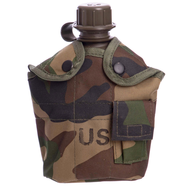 Тактична військова фляга з котелком у чохлі Zelart Action 4834 Camouflage Woodland - зображення 1