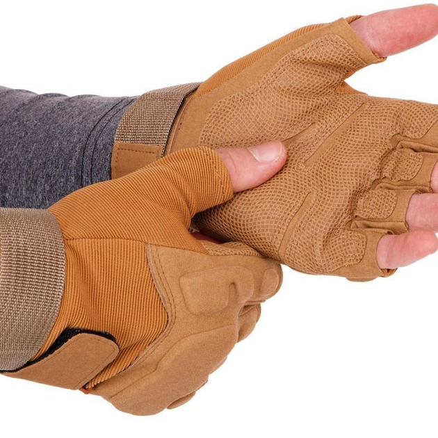 Тактичні рукавички з відкритими пальцями Zelart Blackhawk Action 4380 розмір M Khaki - зображення 2