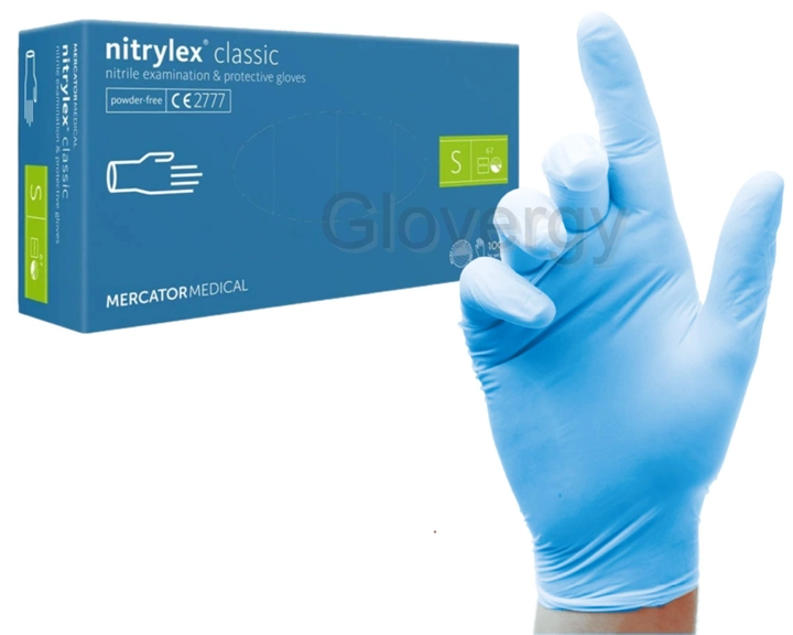 Рукавиці нітрилові Nitrylex Classic розмір S блакитні 100 шт - зображення 1