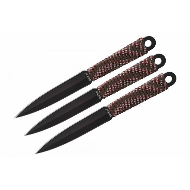 Ножи метательные в черном цвете в паракордовым переплетом ручки в наборе 3 штуки - изображение 2