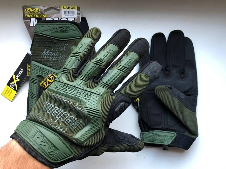 Тактические перчатки Полнопалые M-Pact защитные Mechanix MX-FDE, L Олива - изображение 1