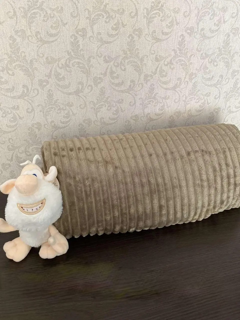 Велюровый плед покрывало накидка полоска из бамбукового волокна 200х230 см (473172-Prob) Хаки - изображение 2