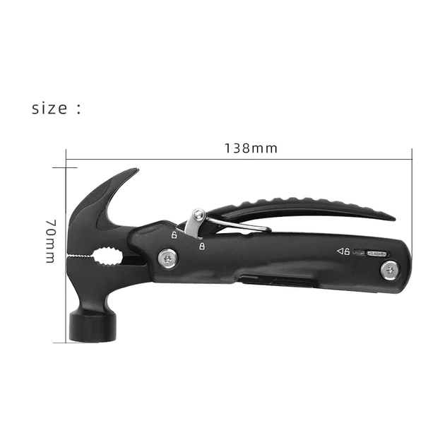 Мультитул Плоскогубцы Молоток Clefers Hammer 12 в 1 + Отвертка, пила, нож, пассатижи Multi hammer (5002321) - изображение 5