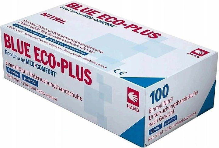 Рукавички нітрилові AMPri Blue ECO PLUS (100 шт. / 50 пар), блакитні, розмір L - изображение 1