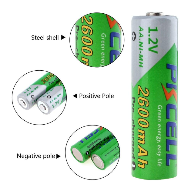 Аккумулятор PKCELL 2600 mAh NiMh AA 1.2В Rechargeable Battery – фото ...