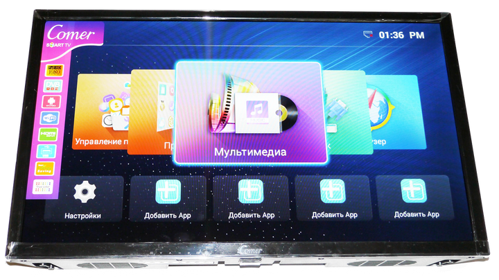 Телевізор LCD LED Comer 24" Smart TV - WiFi - 1Gb Ram - 4Gb Rom - T2 - USB/SD - HDMI - зображення 2
