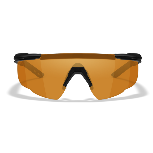 Защитные баллистические очки с сменными линзами Wiley X Saber Advanced, серые, прозрачные, оранжевые линзы в черной оправе - изображение 1