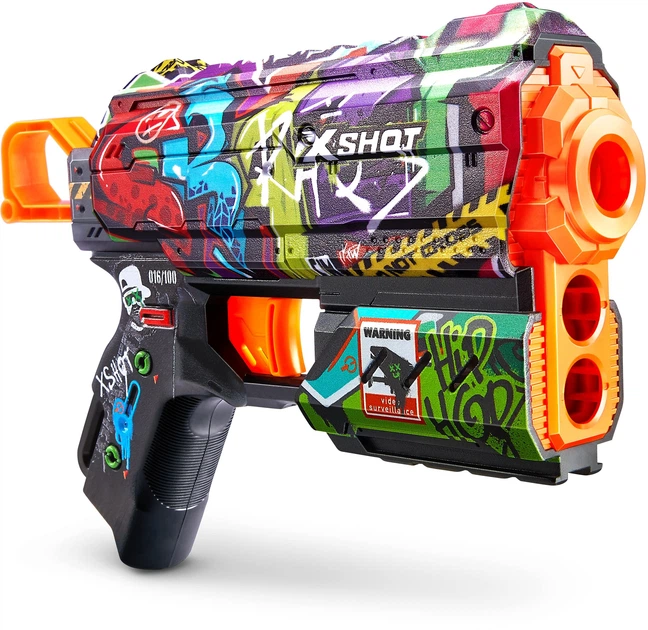 Szybkostrzelny miotacz Zuru X-SHOT Skins Flux Graffiti 8 naboi (193052040619) - obraz 2