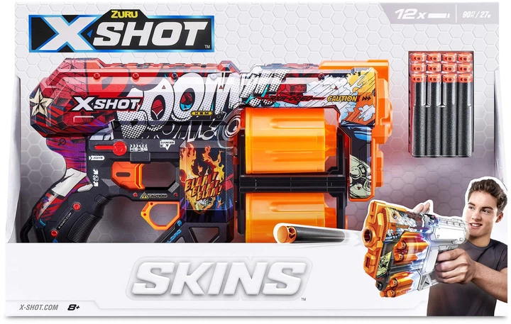 Szybkostrzelny miotacz Zuru X-SHOT Skórki Dread Boom 12 naboi (193052039231) - obraz 4