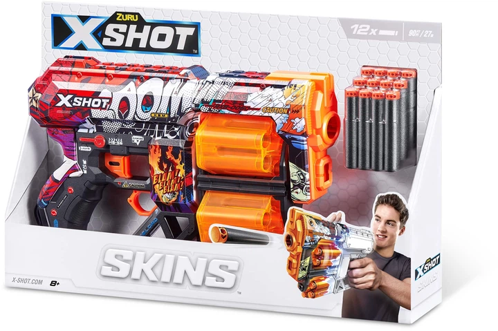 Szybkostrzelny miotacz Zuru X-SHOT Skórki Dread Boom 12 naboi (193052039231) - obraz 5