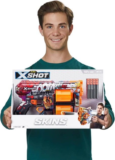 Szybkostrzelny miotacz Zuru X-SHOT Skórki Dread Boom 12 naboi (193052039231) - obraz 6