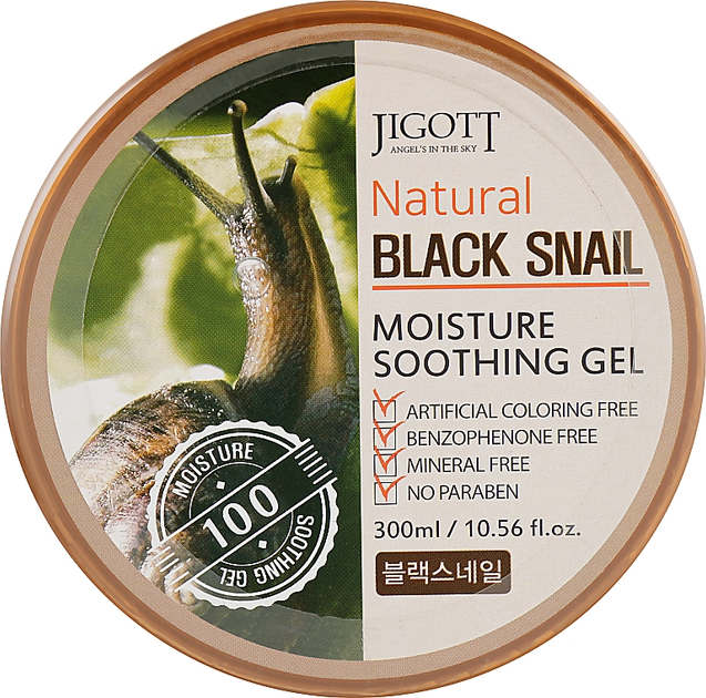Гель для лица и тела с экстрактом муцина черной улитки - Jigott Natural Black Snail Moisture Soothing Gel 300ml (853939-2449) 