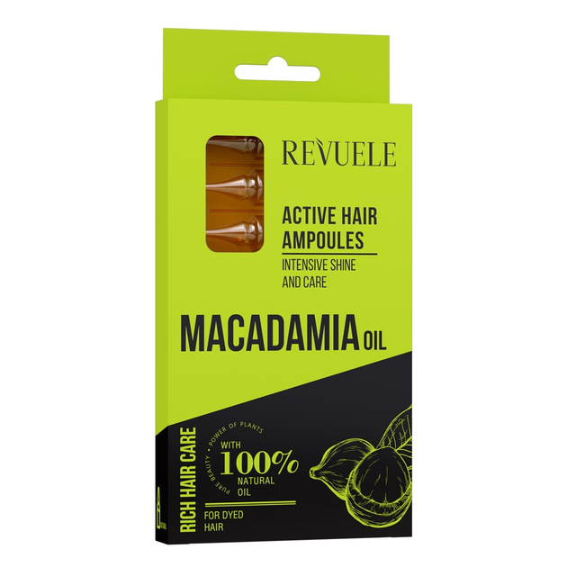 Активные ампулы для волос REVUELE HAIR CARE с маслом макадамии 8x5мл ...