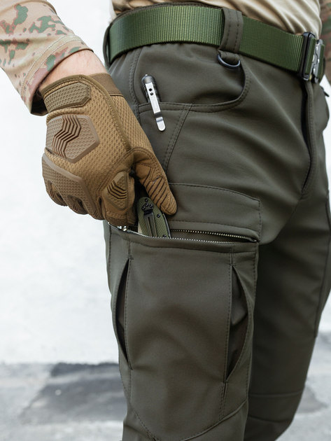 Брюки-карго тактичні Softshell утеплені BEZET Ешелон 6368 L Хакі (2000093212456) - зображення 7