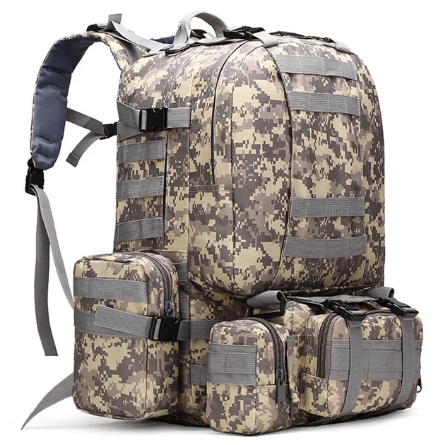 Рюкзак тактический штурмовой военный с подсумками B08 60л пиксель - изображение 1