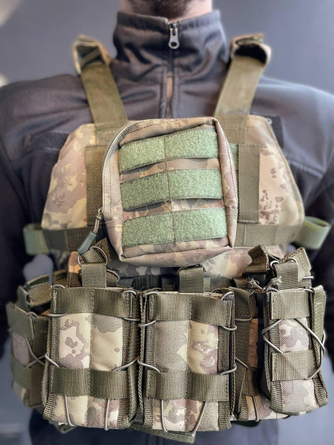 Плитоноска жилет тактическая военная с разгрузочной системой под плиту Tactical Vest MOLLE камуфляж - изображение 2