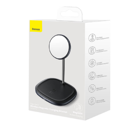Зарядка Qi BASEUS Swan 2-in-1 20W Max total WXSW-C01 black - изображение 2