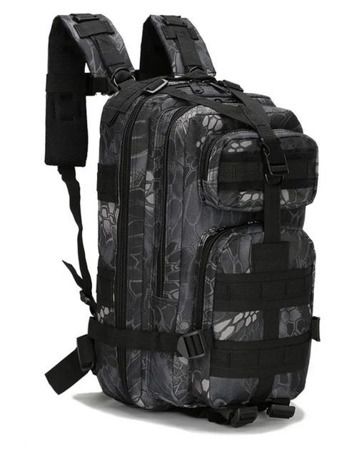 Тактический штурмовой военный рюкзак B02 25л черный питон - изображение 1