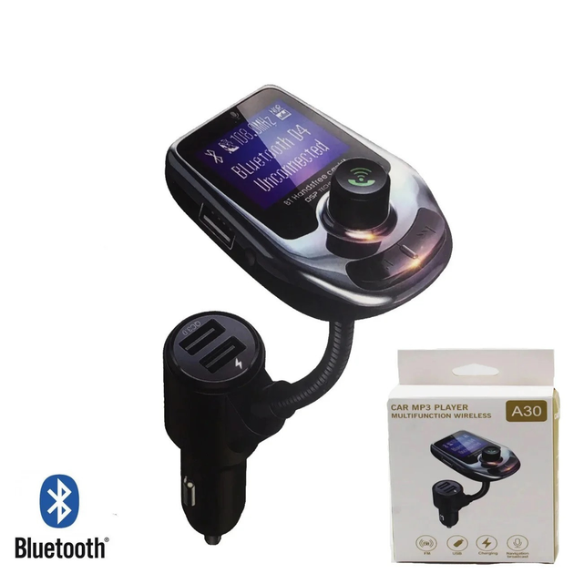 Автомобильный MP3 Трансмиттер FM–модулятор A30 LCD USB/AUX/SD Bluetooth черный - изображение 2