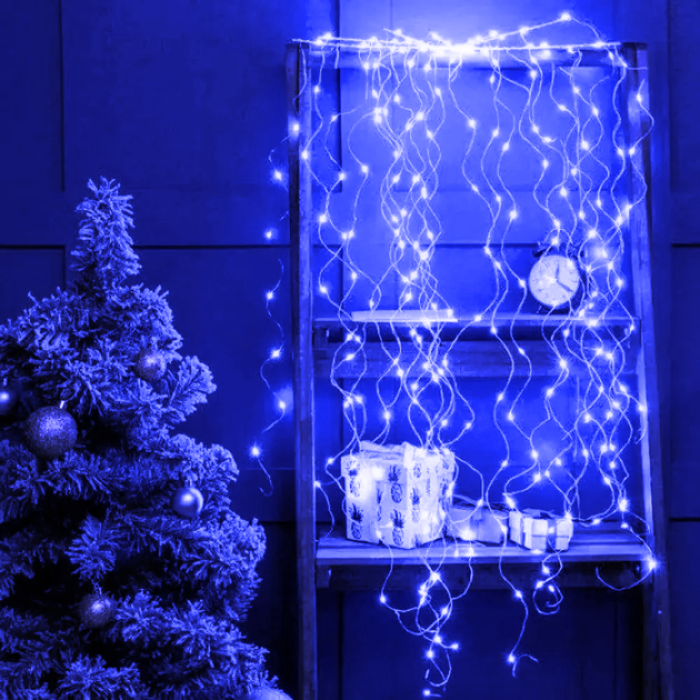 Светодиодная гирлянда Конский хвост-пучок Magnetic 3 метра 300Led, свет ламп-Синий, от сети 220В, для дома и улицы - изображение 2