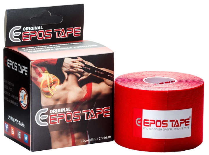 Кінезіо тейп EPOS TAPE Original 5 см х 5 м червоний - зображення 1